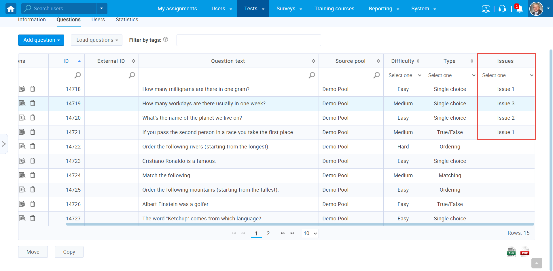 How to label questions using custom question properties