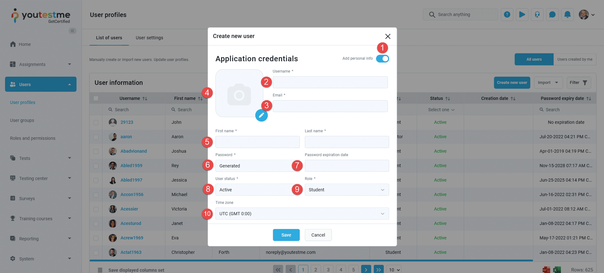 Application credentials dialogue