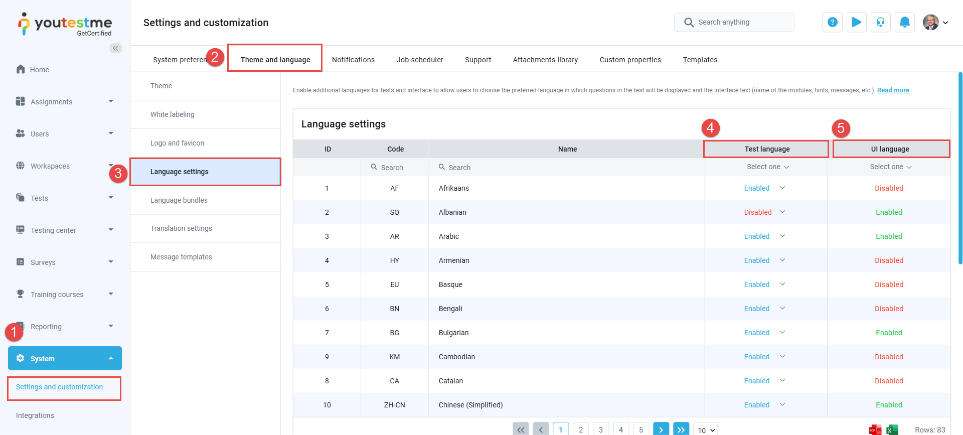 Language settings - Settings and customization