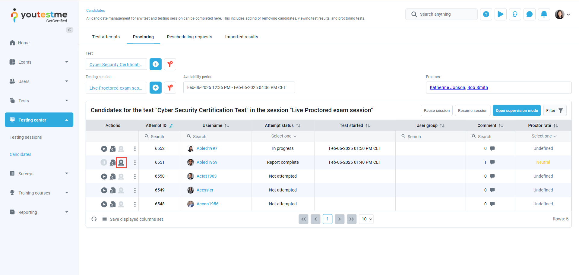 Accessing the exam recording