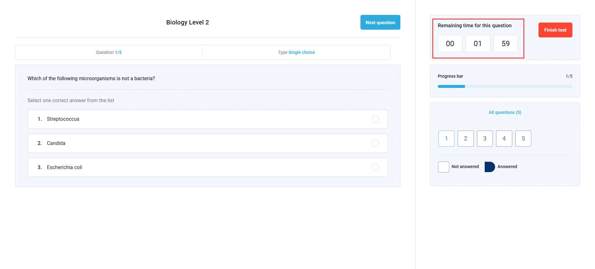 Test Duration Types - Time per question