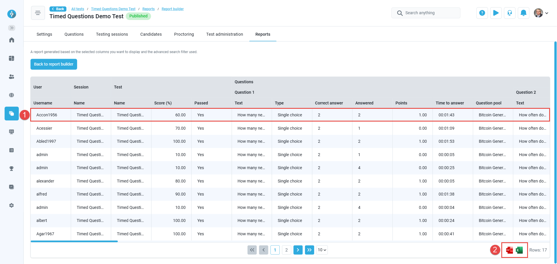 report builder - Report example